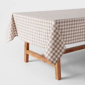 Cotton Gingham Tablecloth Taupe - Threshold